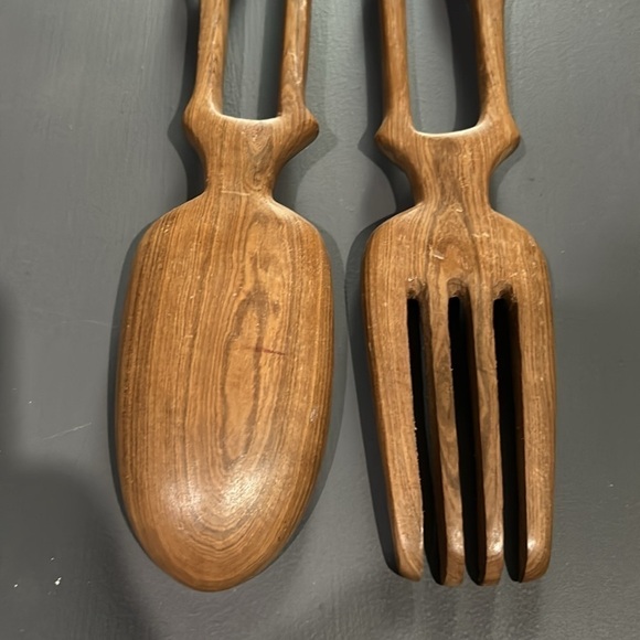 Wooden African Giraffe Handmade Salad Serving Utensils - Picture 4 of 6